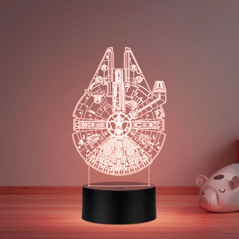 3D Illusion Star Wars Millennlum Falcon Led Night Lamp with Multicolored Gift For kids